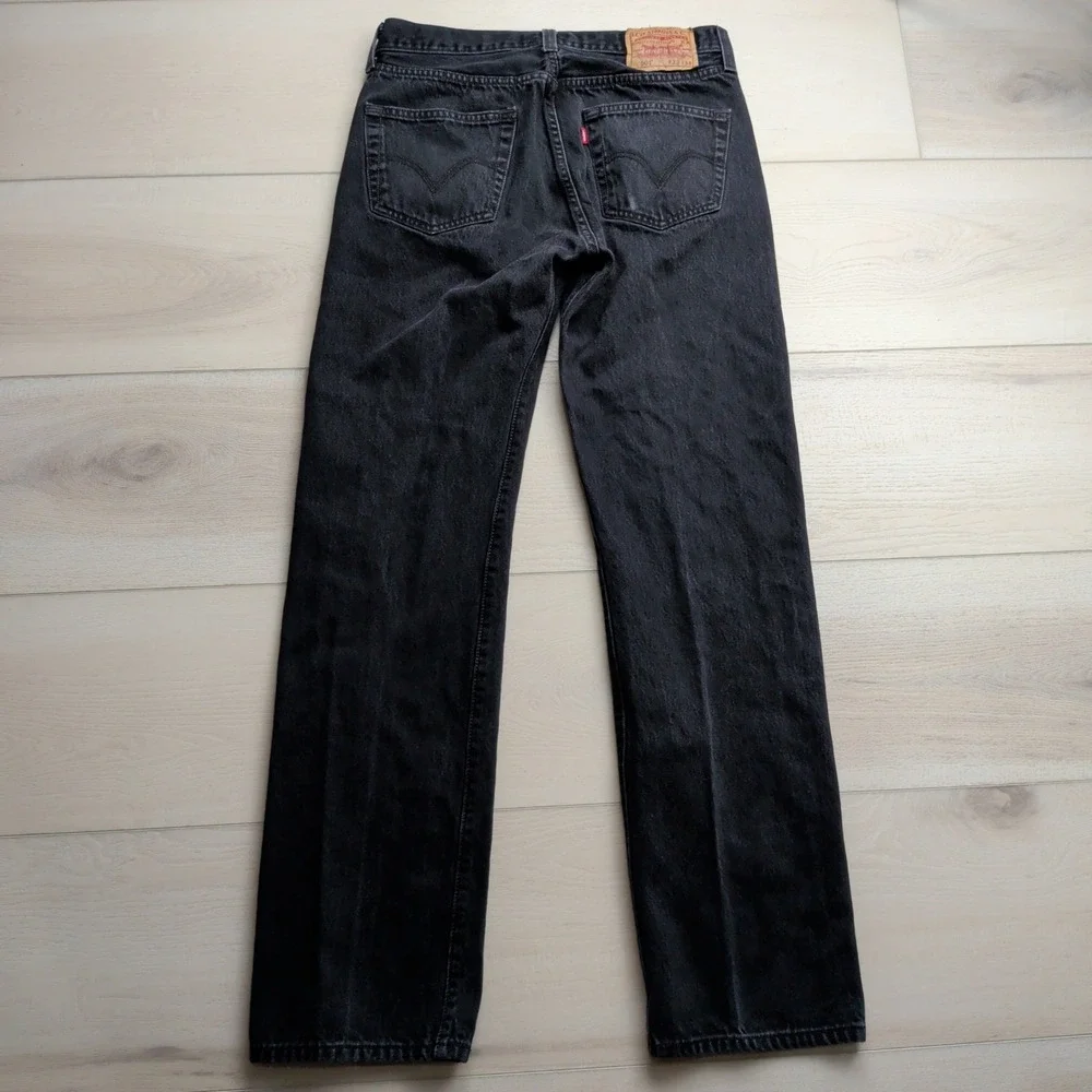 Levis 501 Original Straight Leg Jeans Mens 33x34 (Fits 30x33) Black Denim